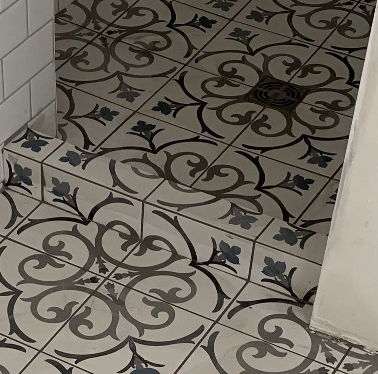 Custom encaustic tile work by Reilly Home Interiors
